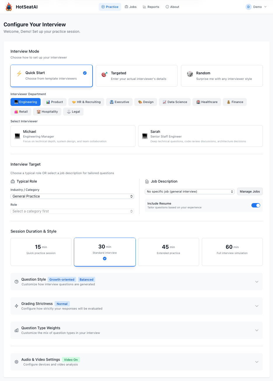 HotSeat AI Interview Dashboard