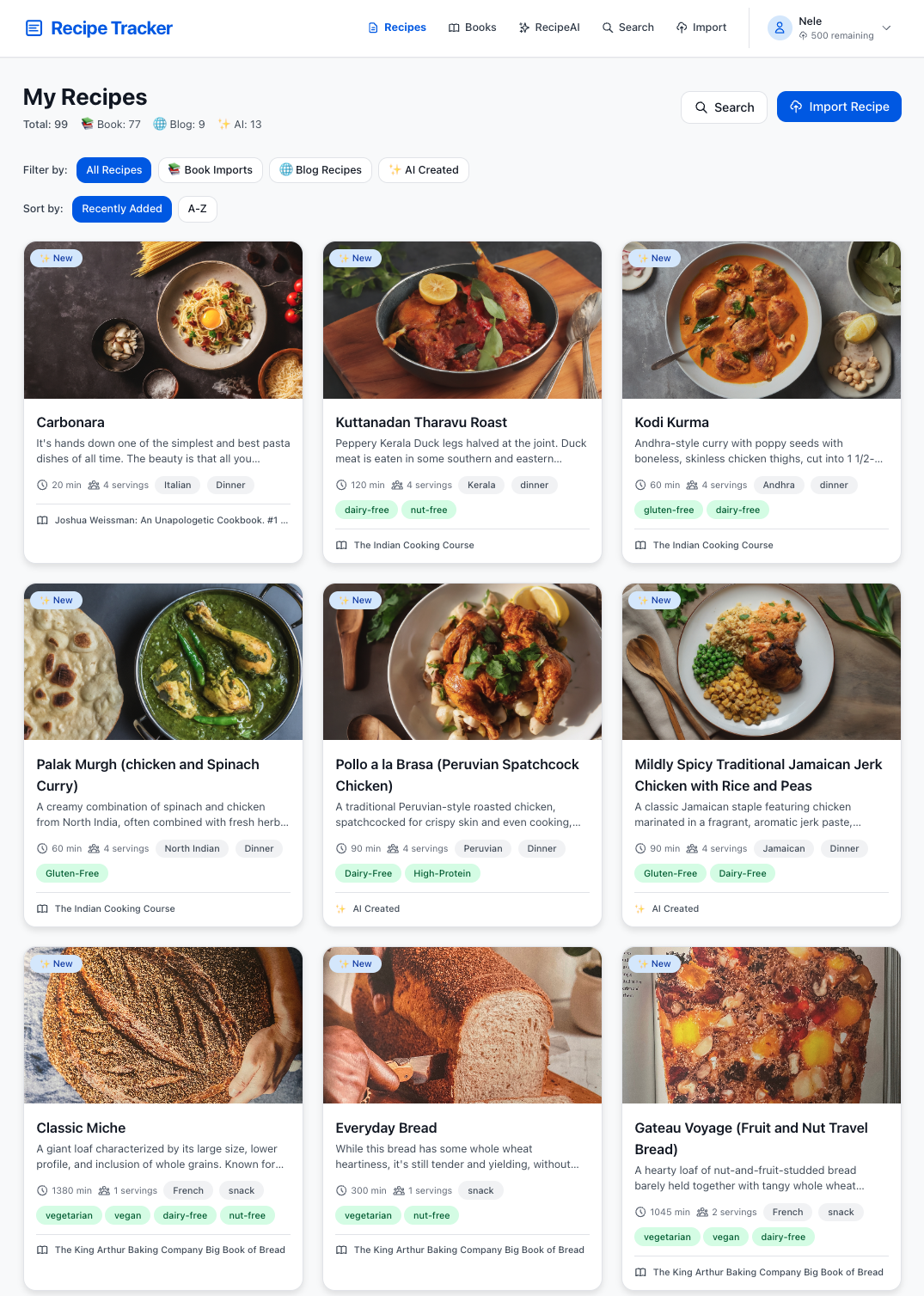 Recipe Tracker Desktop Screenshot